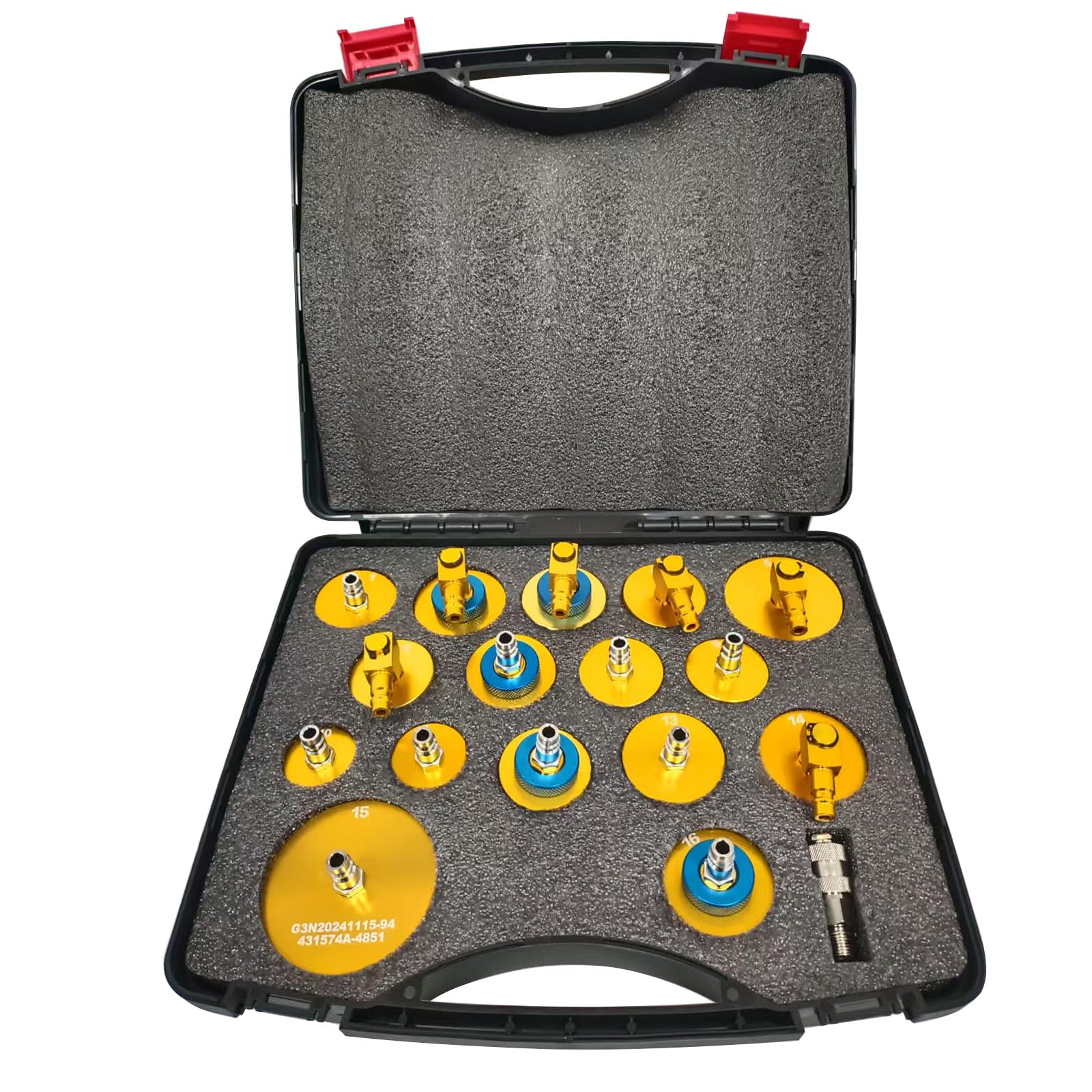 17 Pezzi Adattatore per Spurgo Freni - Adattatore spurgo Freni Auto, per Spurgo Liquido Freni Manuale, Pneumatico, Elettrico (con Snodo Rapido) - Oro