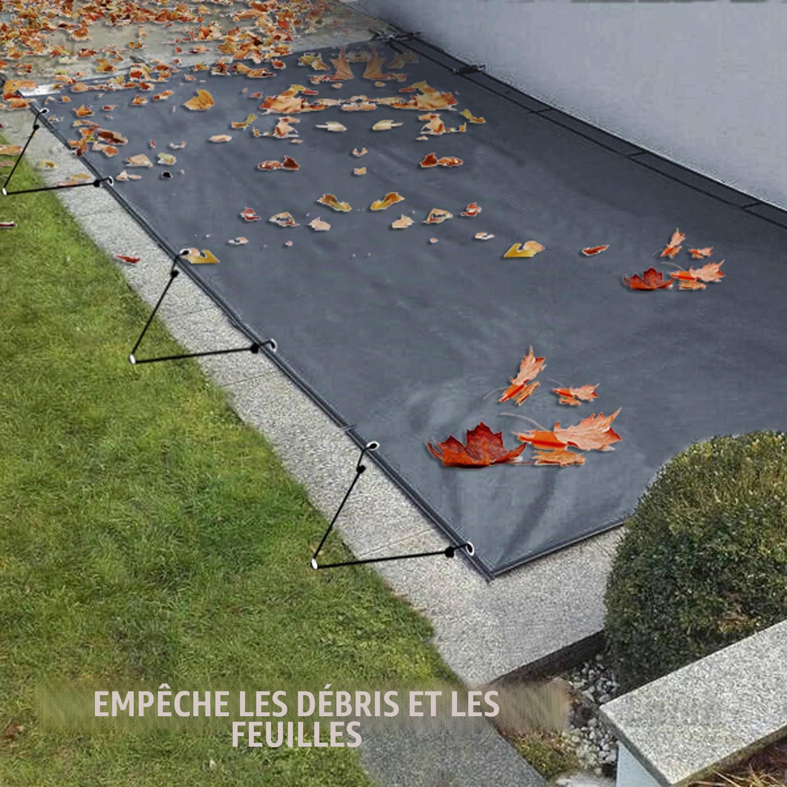 VEVOR Bâche à Bulle Piscine Hivernage, Anthracite en PVC 650-680 g/m² Couverture Solaire Piscine Rectangulaire, 4 x 7 m Maille Serrée pour Piscines dans la Maison, Le Jardin, l'Hôtel, l'Ingénierie