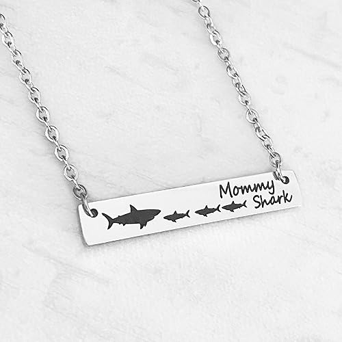 Miniatura 2 de Mommy Shark Jewelry, Mother's Horizontal Bar Necklace, Gift for Her Choose Silver, Rose Gold or Yellow Gold in 16, 18, or 20 inch
