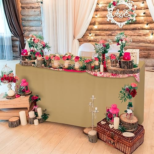 Miniatura 5 de CXPSINC Paquete de 2 manteles rectangulares de 48 x 24 pulgadas para mesas de 4 pies, mantel de poliéster lavable de 4 pies para fiestas, cenas de