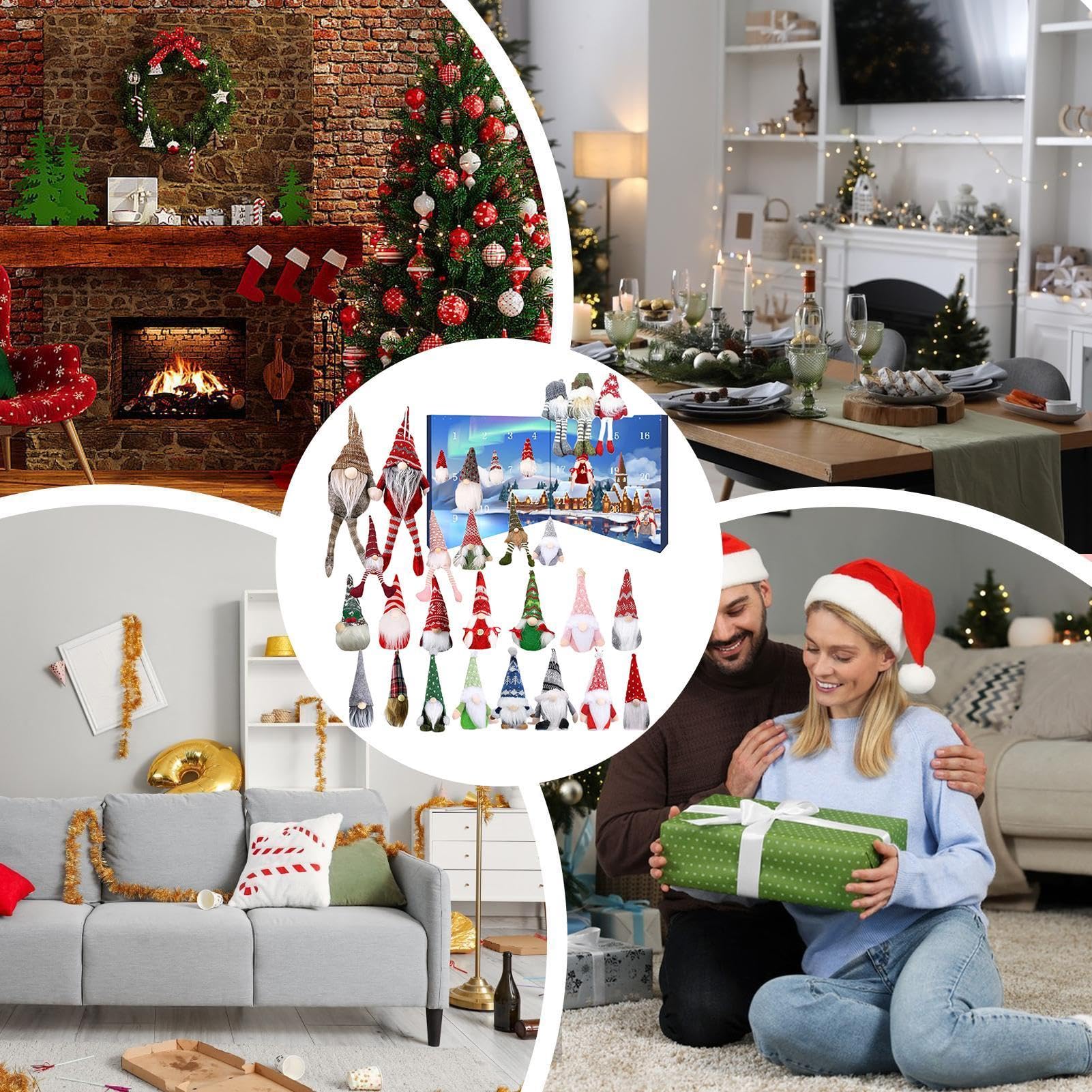 Calendario 'Avvento natalizio 2024, calendario per conto alla rovescia di Natale, calendario per conto alla rovescia di Halloween, piccolo gnomo, ornamenti per la casa per feste natalizie per | Conto Alla Rovescia Di 24 Giorni A Natale Calendario Dei Gnom