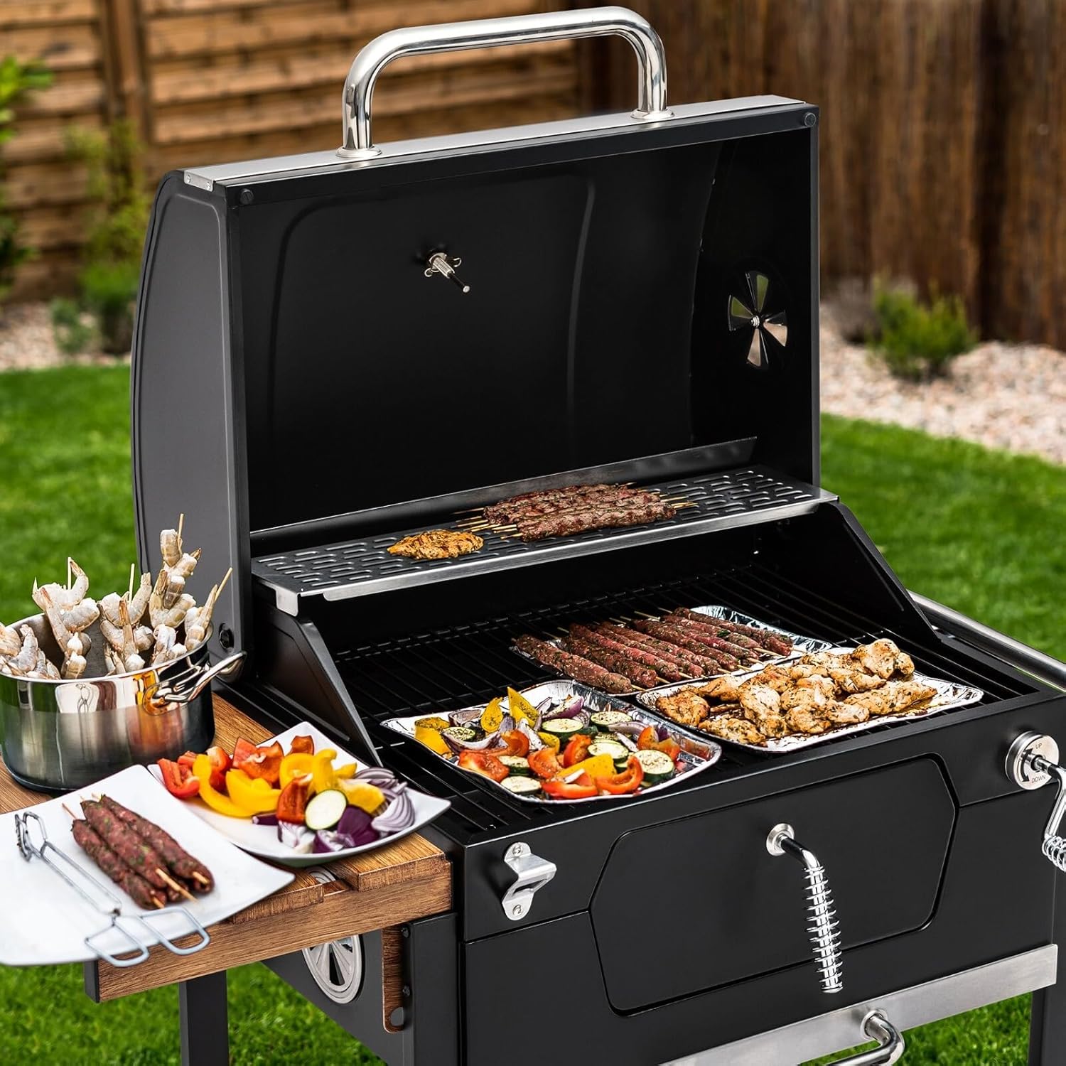 24-Inch Charcoal Grill BBQ Smoker Outdoor Patio Garden Backyard