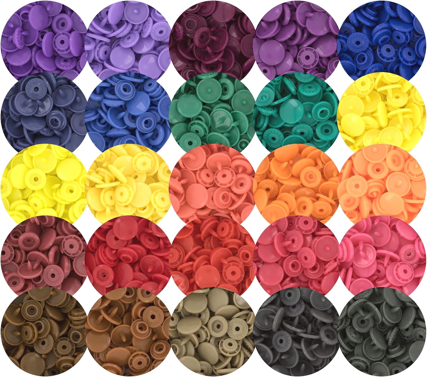 250 Sets (25 Colors) KAM Snaps Mid/Darks Combo Pack - I Like Big Buttons! - for Size 20/T5 No-Sew Buttons Fasteners, Plastic Snaps, Snap, Clothes, Cloth Diapers, Button, Mama Pads, Sewing