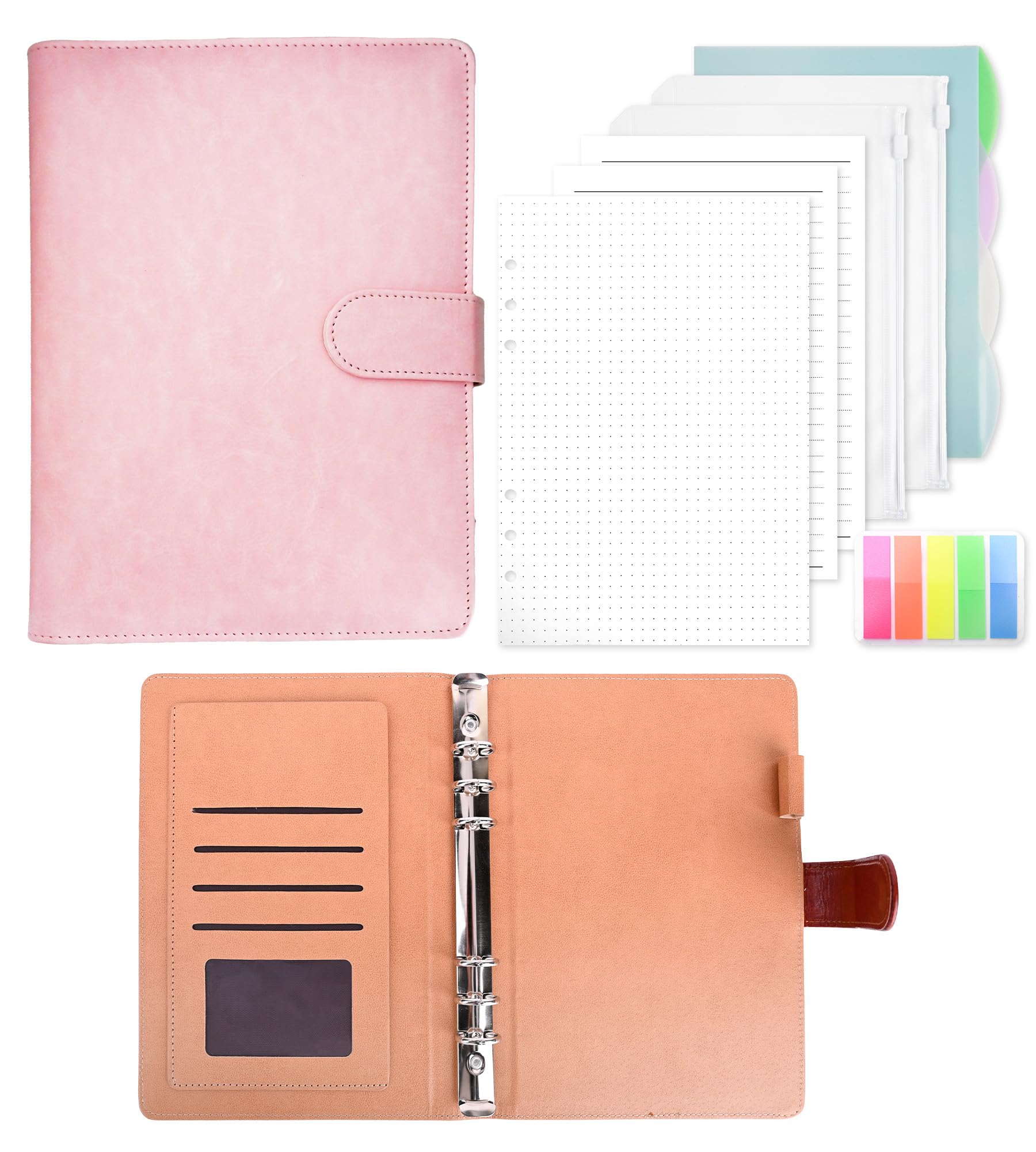 Ringbuch A5 Nachfüllbar, Leder Notizbuch Binder Mit 135 Blät