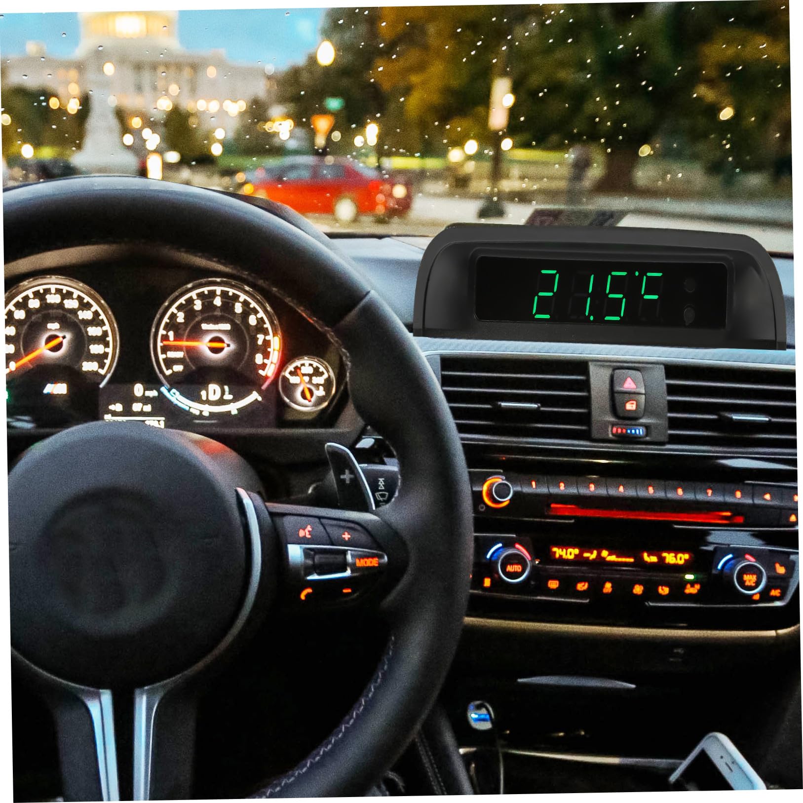 Mobestech 3piezas Reloj Electrónico De Alta Precisión Para Coche Carga Solar Pantalla Led Decoración y Funcionalidad Cualquier Momento Del Día