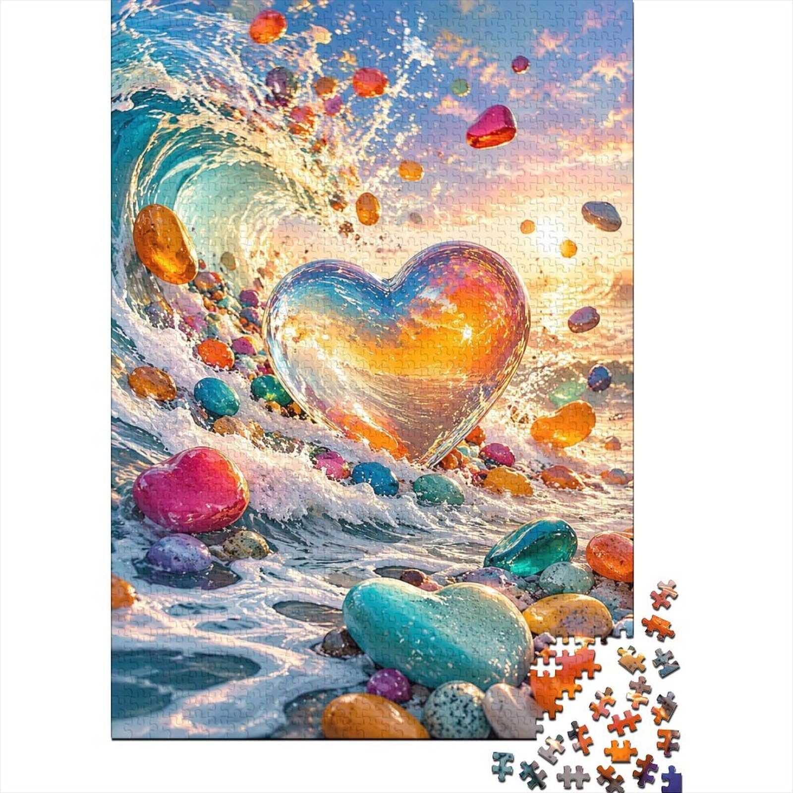 1000 Pieces Mini Jigsaw Puzzle Heart Wave for Adults