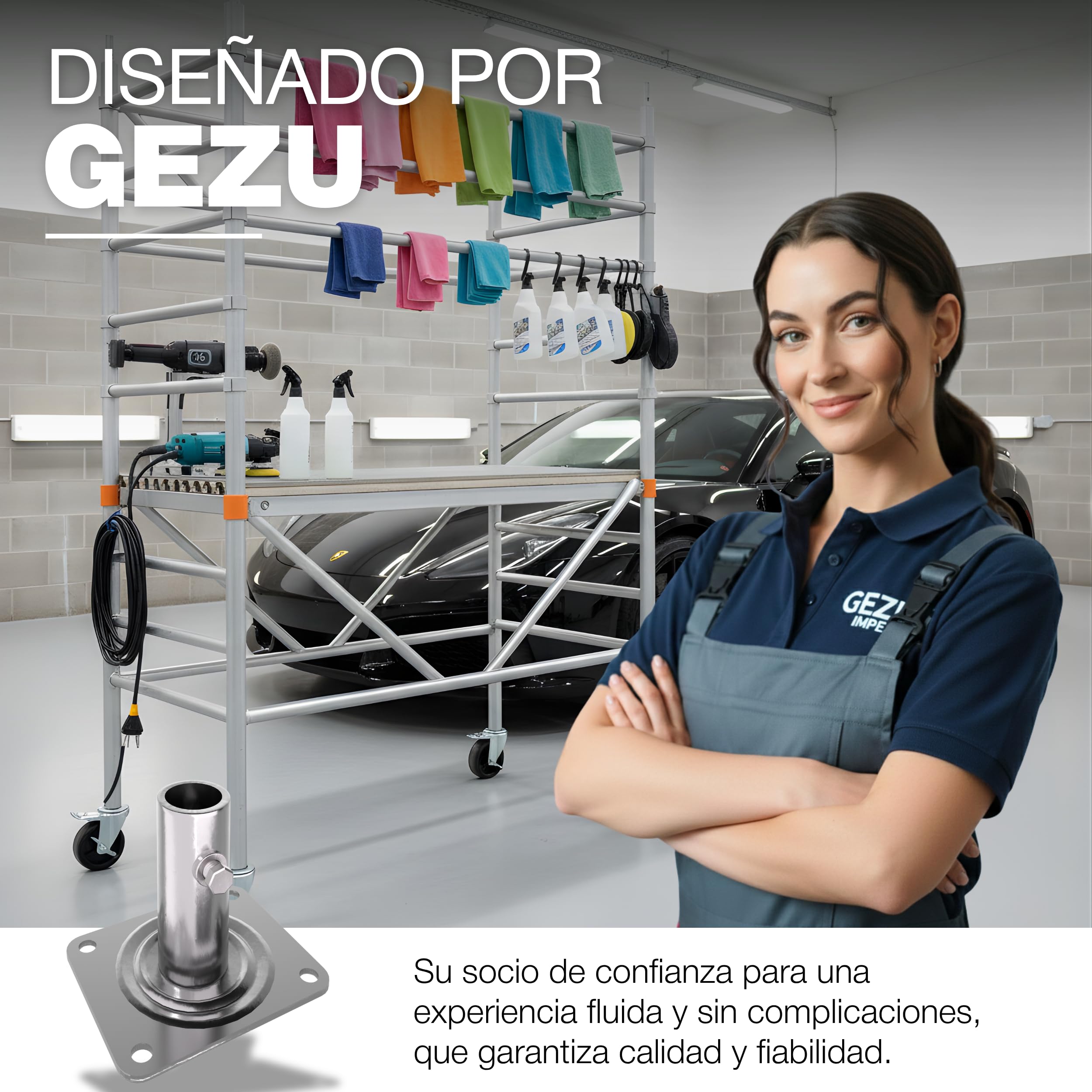 GeZu Impex Andamio Placa Base 135x110x120mm Juego of 16 | Galvanizadas Placas Base Andamios Estilo Baker de Alta Resistencia