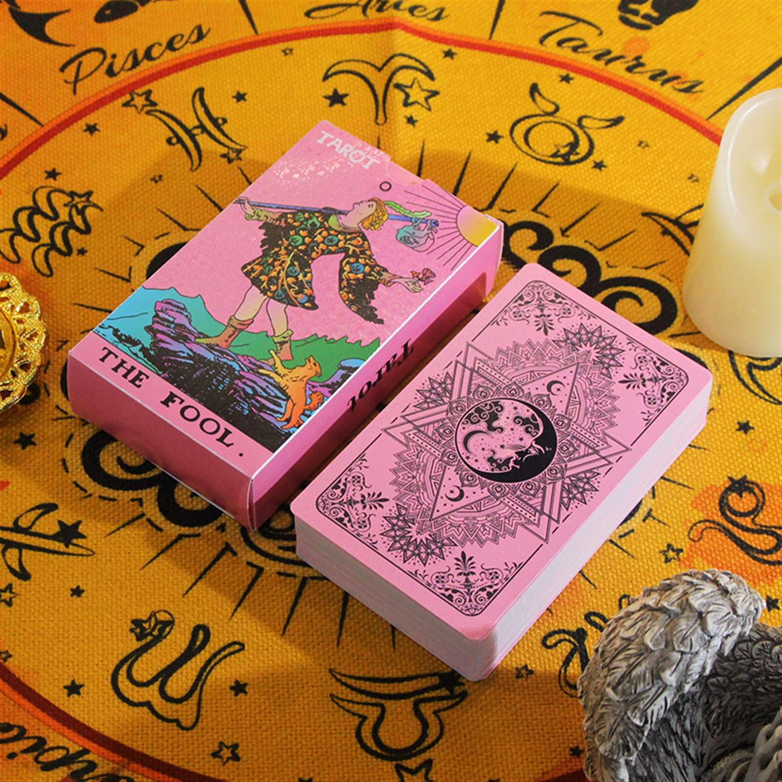 GIBZ Tarot Deck Diseño Rosa Juego de Cartas para Contar el Futuro con Caja para Principiantes