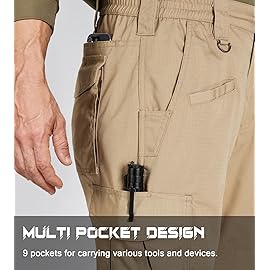Cargo Pants for Mens Breathable Ripstop Cargo Work Pants Outdoor Quick Dry Stretch Tactical Construction Hiking Travel Pants with 9 Pockets Dark Khaki 38Wx32L