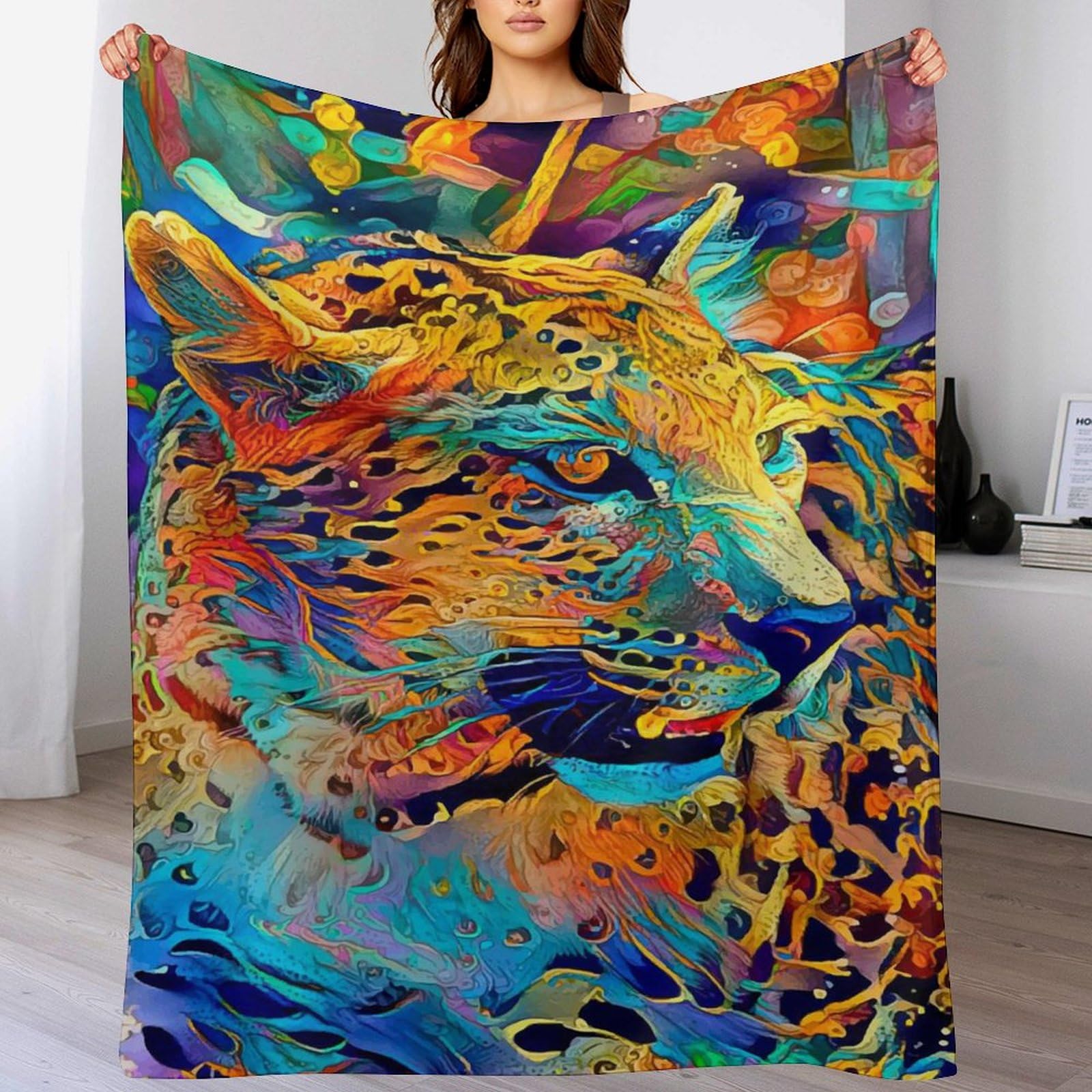 Couverture polaire léopard contre le froid, plaid chaud pour grand lit 180x200