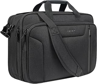 EMPSIGN Laptop Bag Briefcase, 17.3 Inch Computer Bag Expandable Laptop Case for Men, Water Repellent Shoulder Messenger Bag for Work Business Travel Office-Black