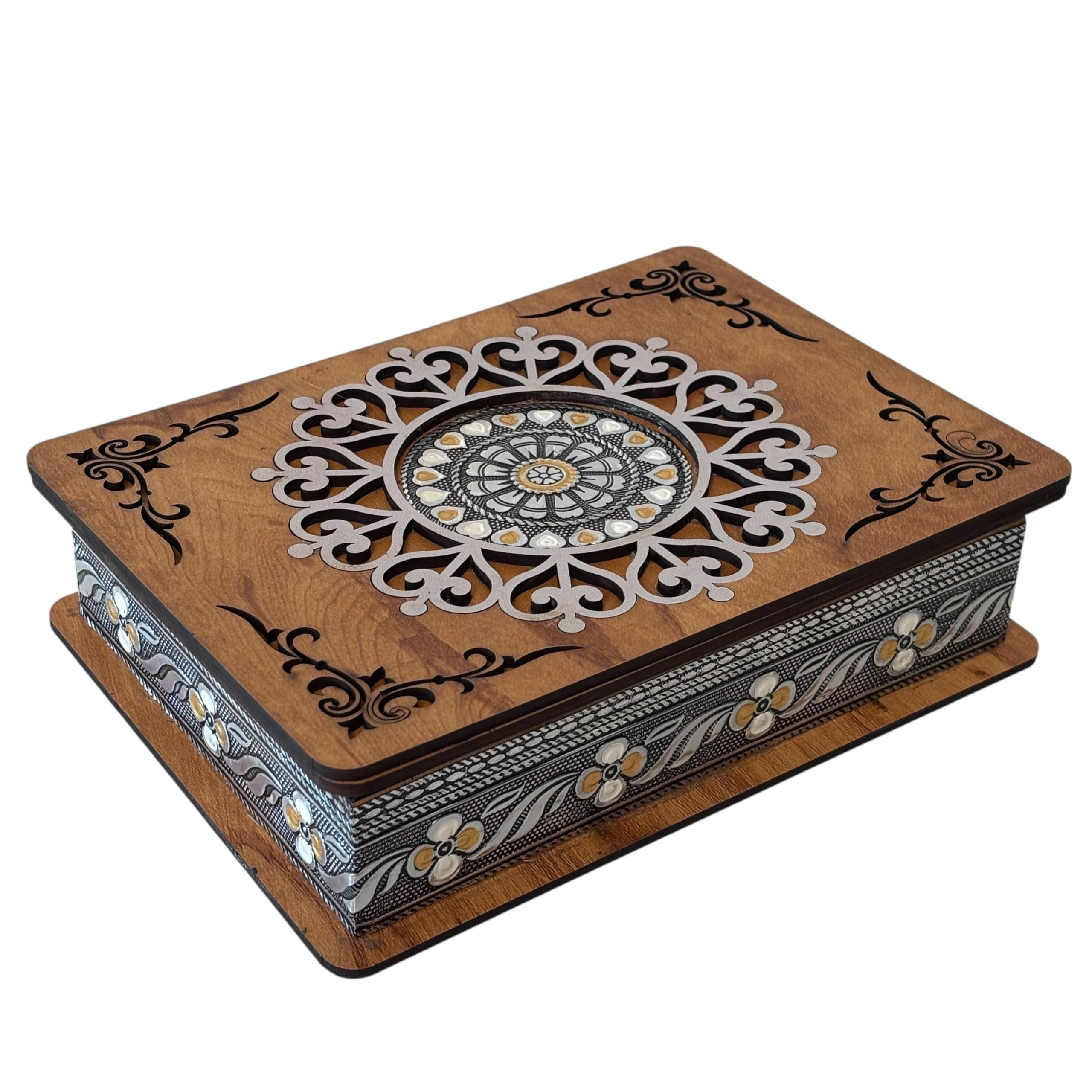 Wooden Handcrafted Dry Fruit Box 6x8 Inch | Decorative Storage Box for Dry Fruits, Sweets & Snacks | Traditional Gift Box for Diwali, Wedding & Festive Home Decor-image-20