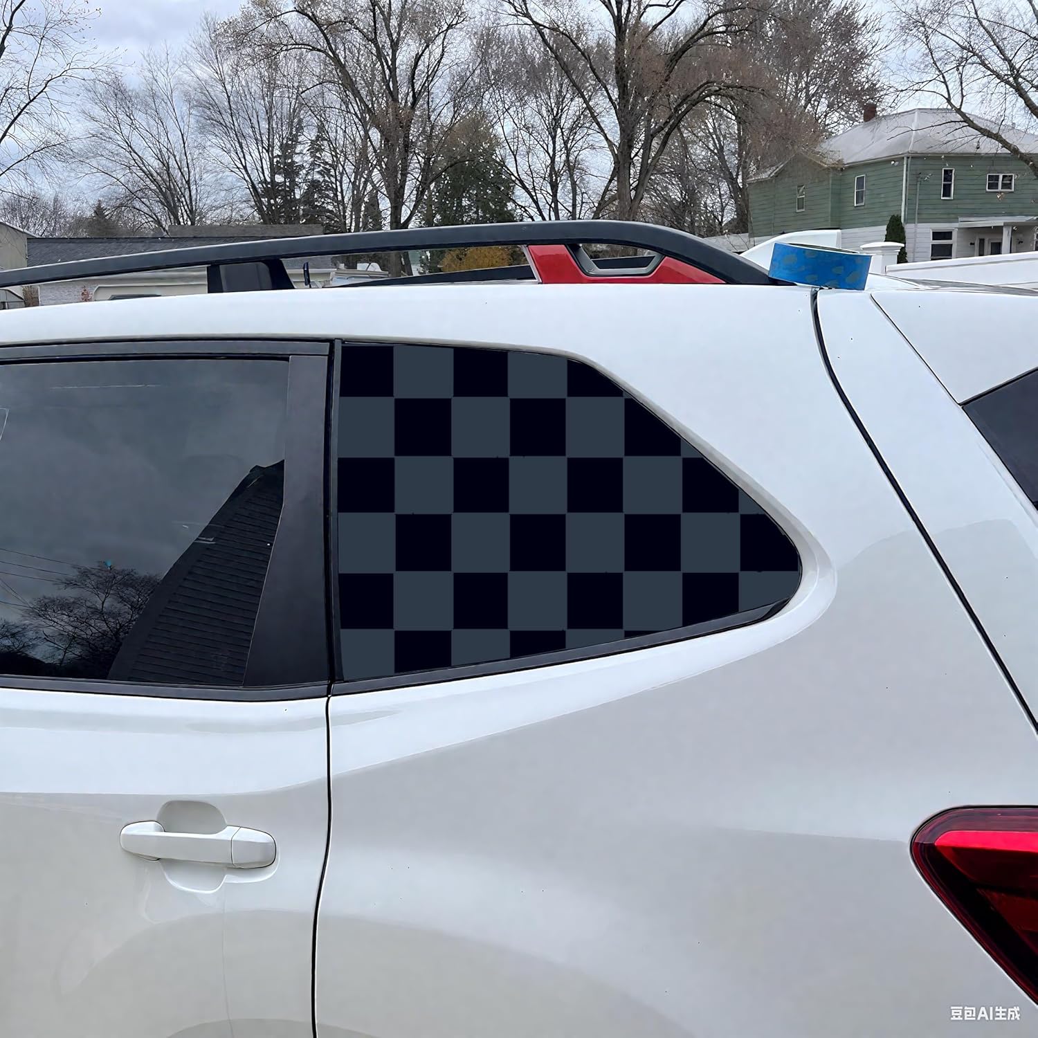 Universal 2pcs 42x90cm Rear Side Window Checker Board Pattern Checkered Flag Decal Sticker