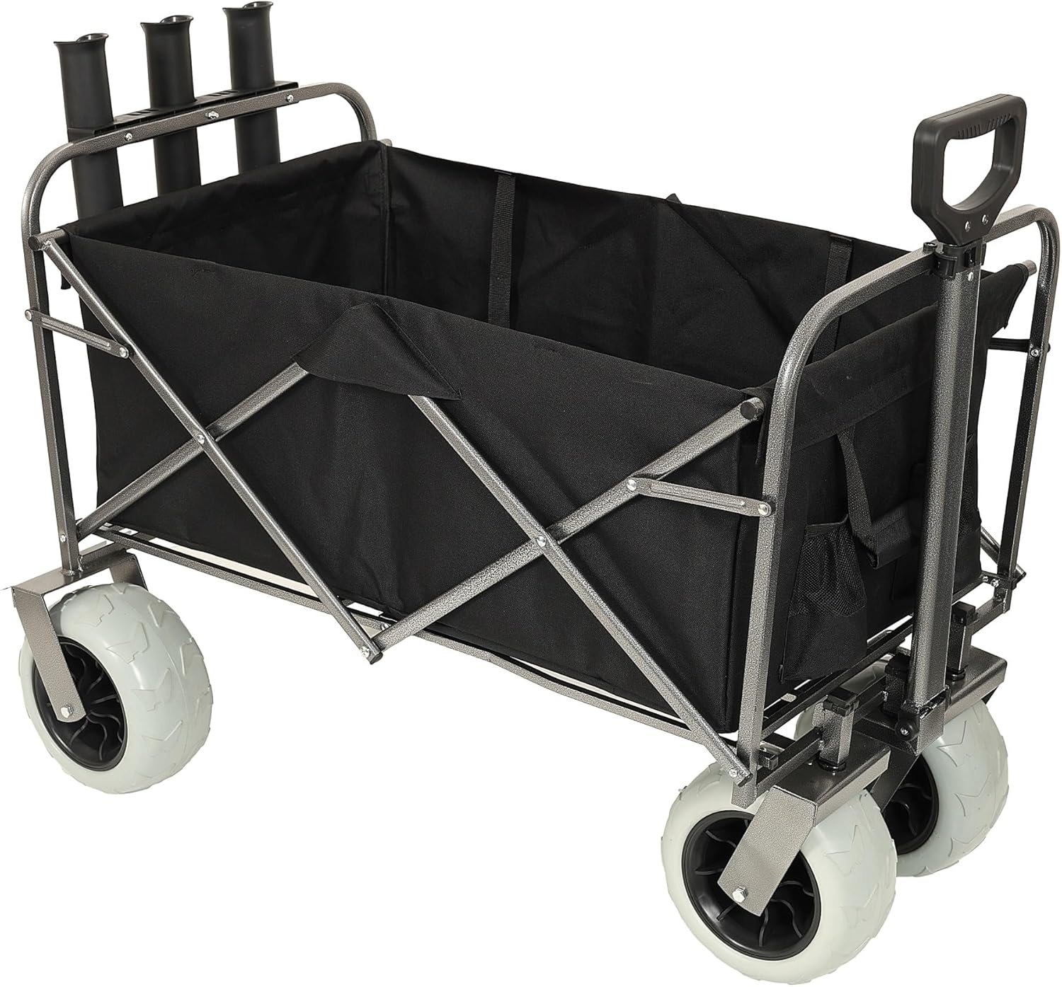 Fishing Cart with Rod Holders, Beach Wagon with Big Wheels for Sand 500lbs Capacity