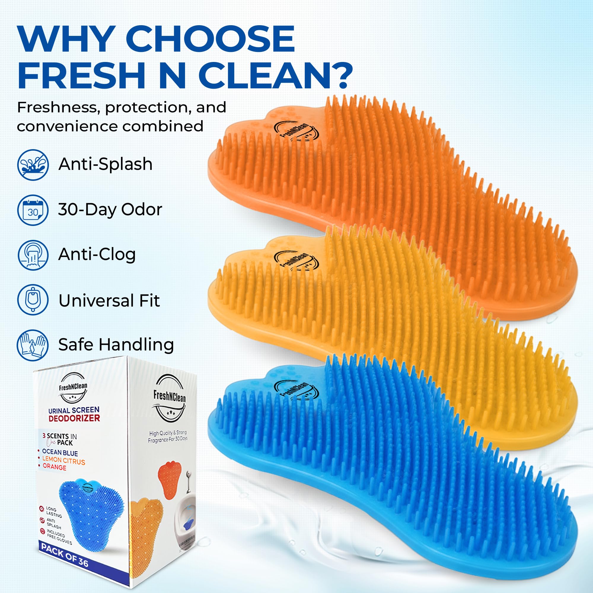 FreshNClean Desodorante para pantalla de urinario (paquete de 36)