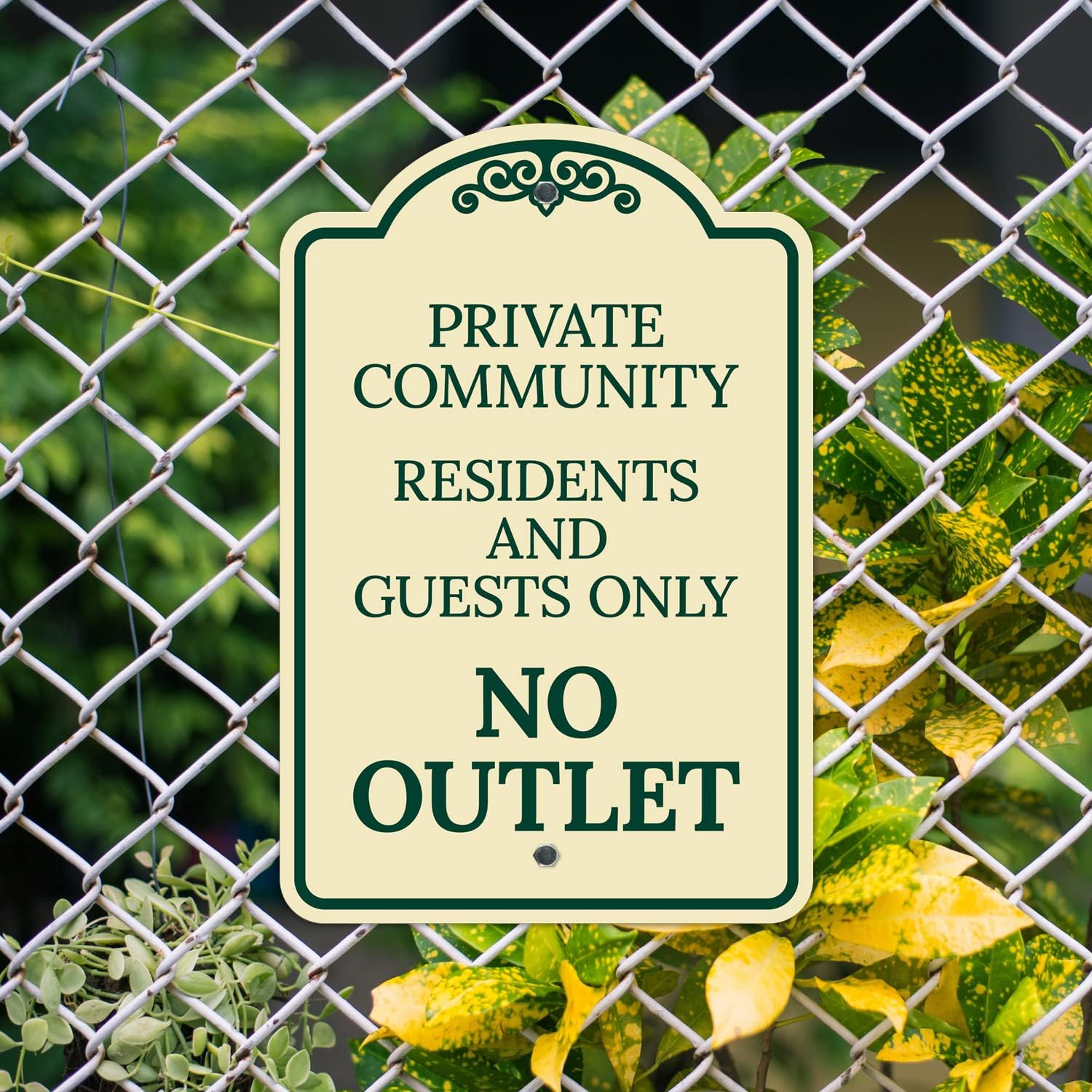 Private Community Residents and Guests Only No Outlet Décor Sign, Green Light, 12x18 Inches, ACM, Fade Resistant, Made in USA