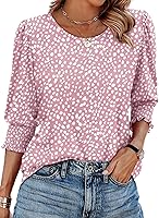 XIEERDUO Blouses for Women Dressy Casual 3/4 Length Sleeve Womens Tops with Smocked Cuffs