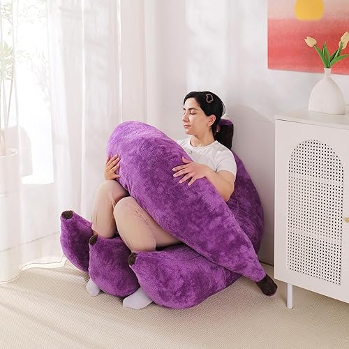 Miniatura 6 de Puf de plátano con otomana, sofá cama de suelo con reposapiés, cómoda tumbona convertible para adolescentes y adultos, sofá de felpa para