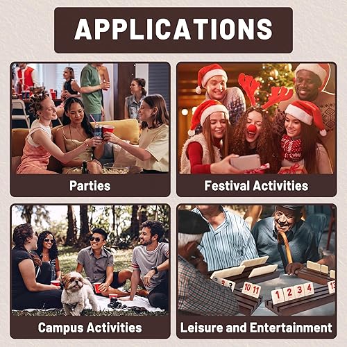 Miniatura 6 de Extguds Juego de cubo Rummy para 6 jugadores, juego clásico de cubos de viaje, con 6 bastidores de maderabandejas, 160 fichas Rummy, bolsa de lona