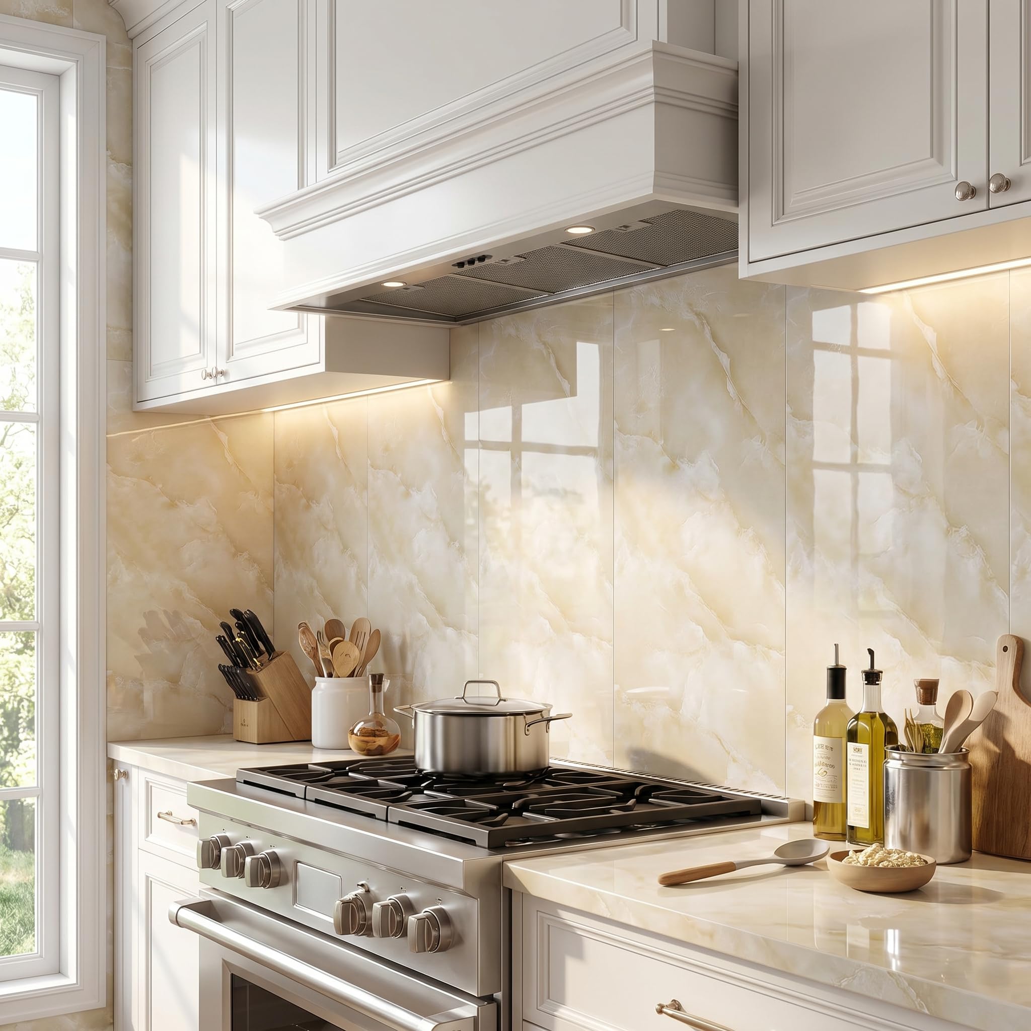 10 azulejos adhesivos para cocina, mármol, 60 x 30 cm, aspecto de mármol autoadhesivo, diseño de piedra amarilla, 20 unidades