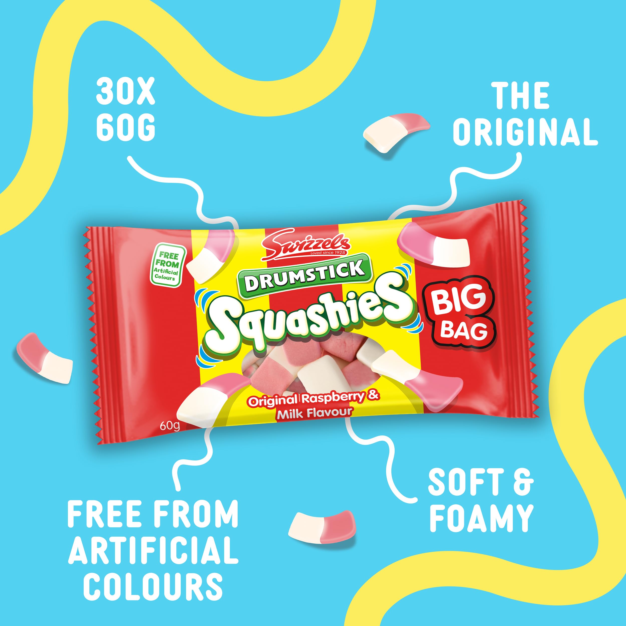 Swizzels Baquetas Squashies Original Bolsa 30x 60g Bolsas