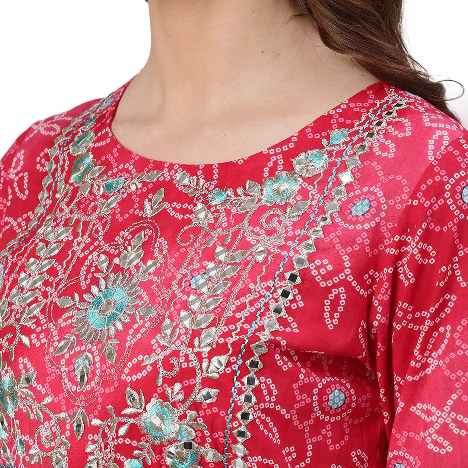 ishin Damska kurta z wiskozy Rayon Anarkali zdobiona