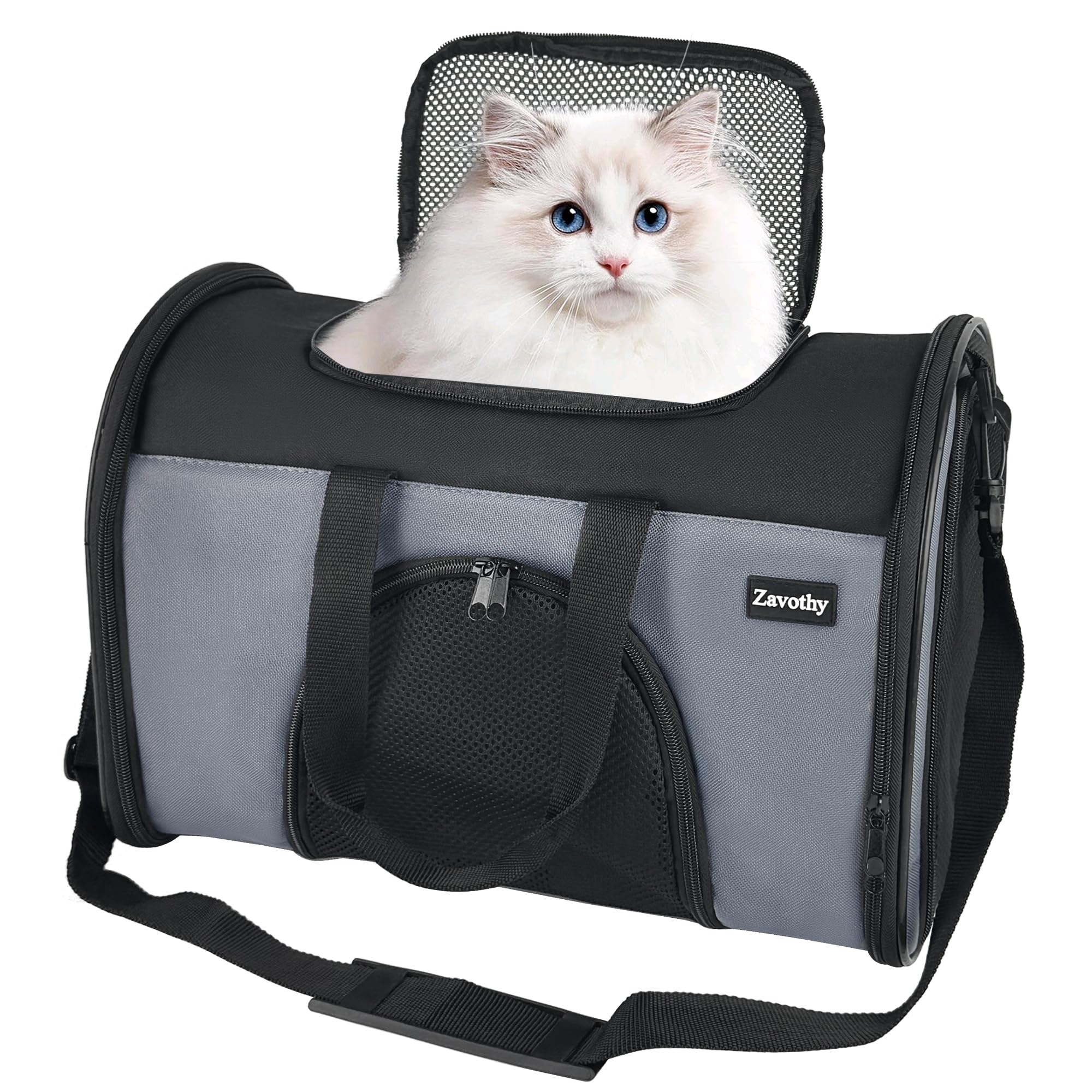 Zavothy Transportbox für Katzen Hunde Haustiertragetasche Faltbare Katzentasche. Transportin Homologado para Avion, Gran Espacio para Coche, Avión, Viaje