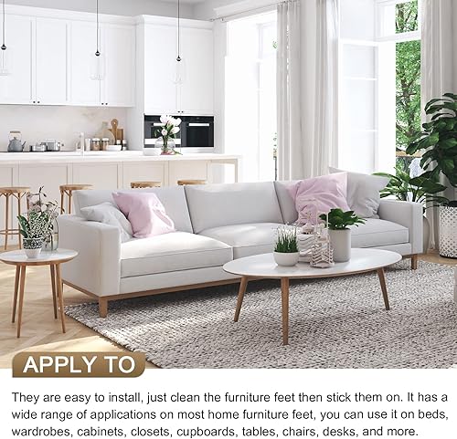 Miniatura 4 de METALLIXITY Almohadillas redondas de fieltro para muebles (3.346 in3.35 pulgadas), 16 unidades, protectores de suelo autoadhesivos, para el hogar,