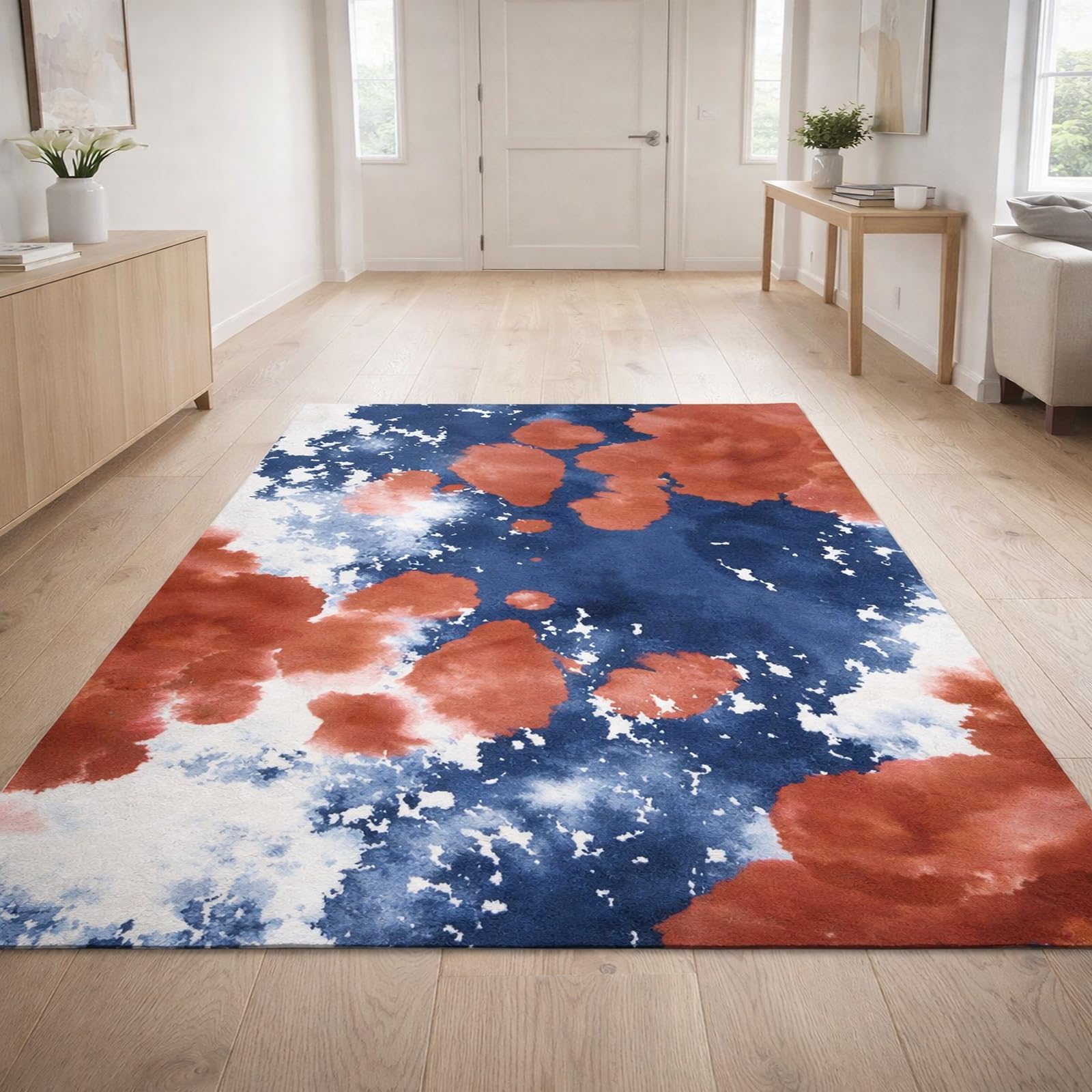 Tapis salon anti-poussière facile à nettoyer abstrait bleu rouge 120x185