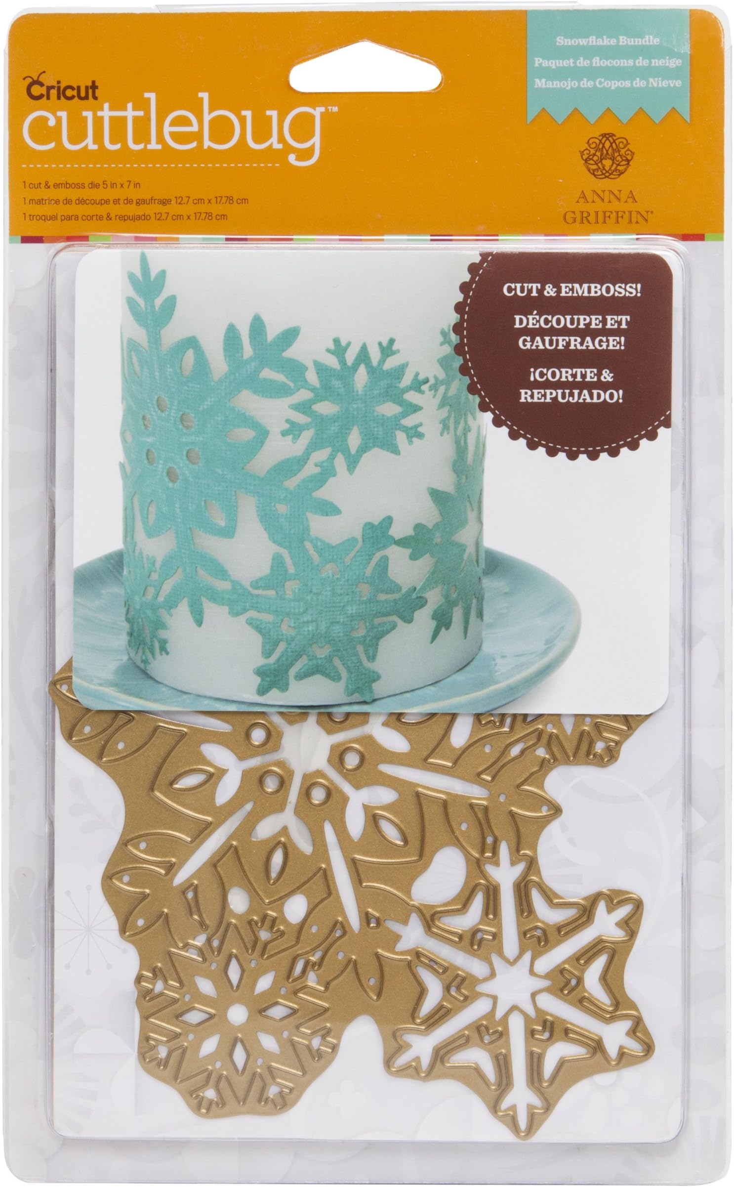 Cuttlebug 2002274 Snowflake Bundle Cut and Emboss Dies for Artwork, 5-Inch by 7-Inch