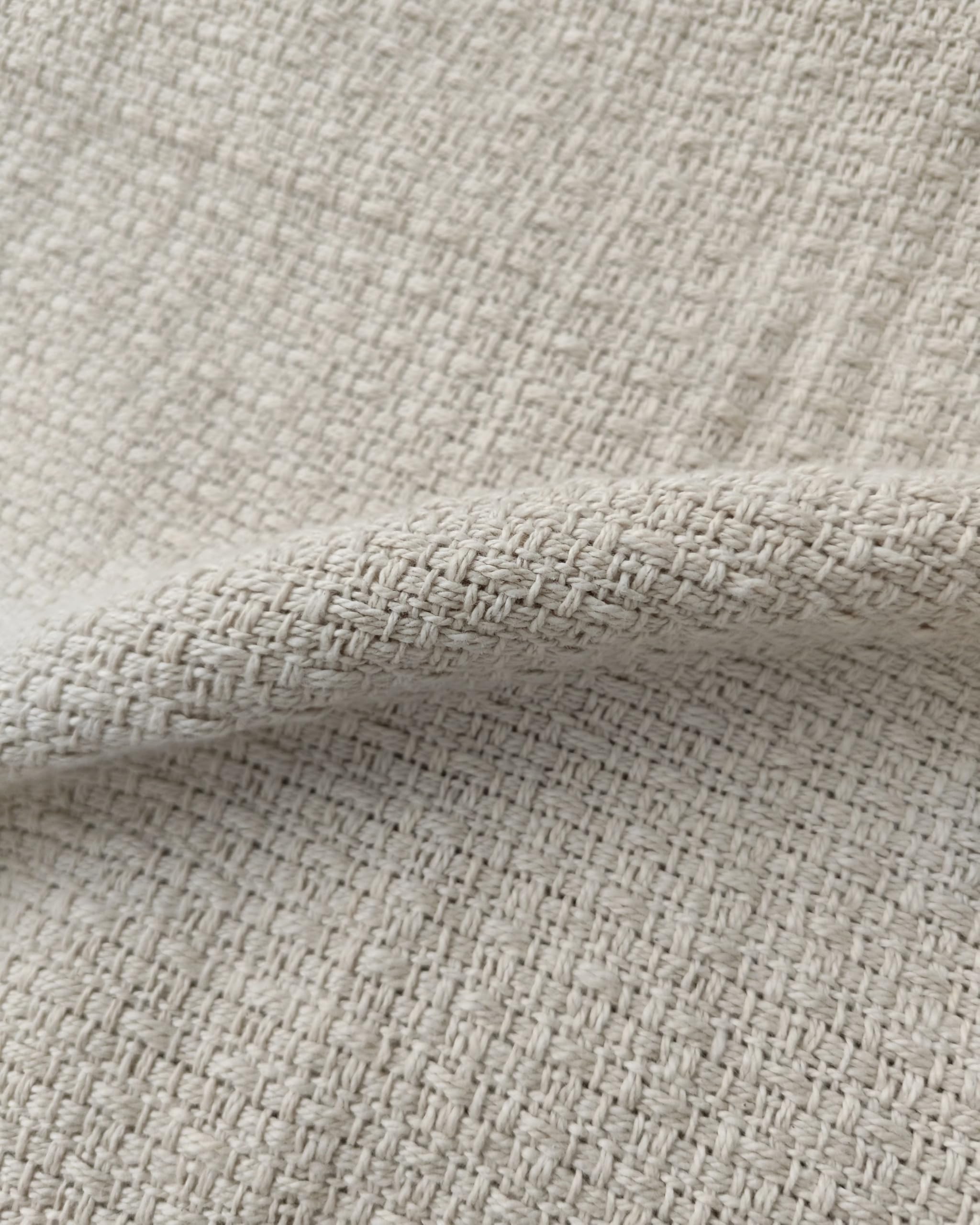 Tagesdecke Baumwolle creme weiß 220x240 cm mit Fransen modern Yerbent