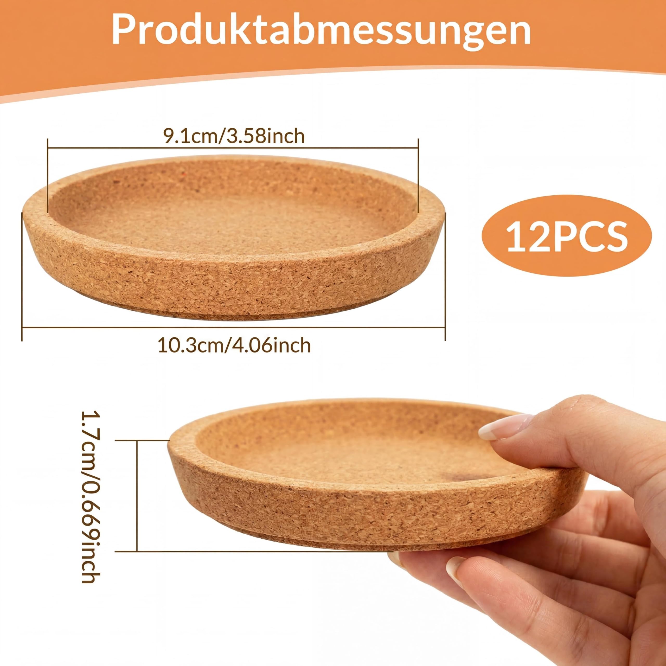12-teiliges Set Korkuntersetzer rund & Korkuntersetzer rund mit Rand, 10 cm Durchmesser, umweltfreundlich, hitzebeständig, wasserdicht & rutschfest, universell einsetzbar für Küche, Büro und Bar