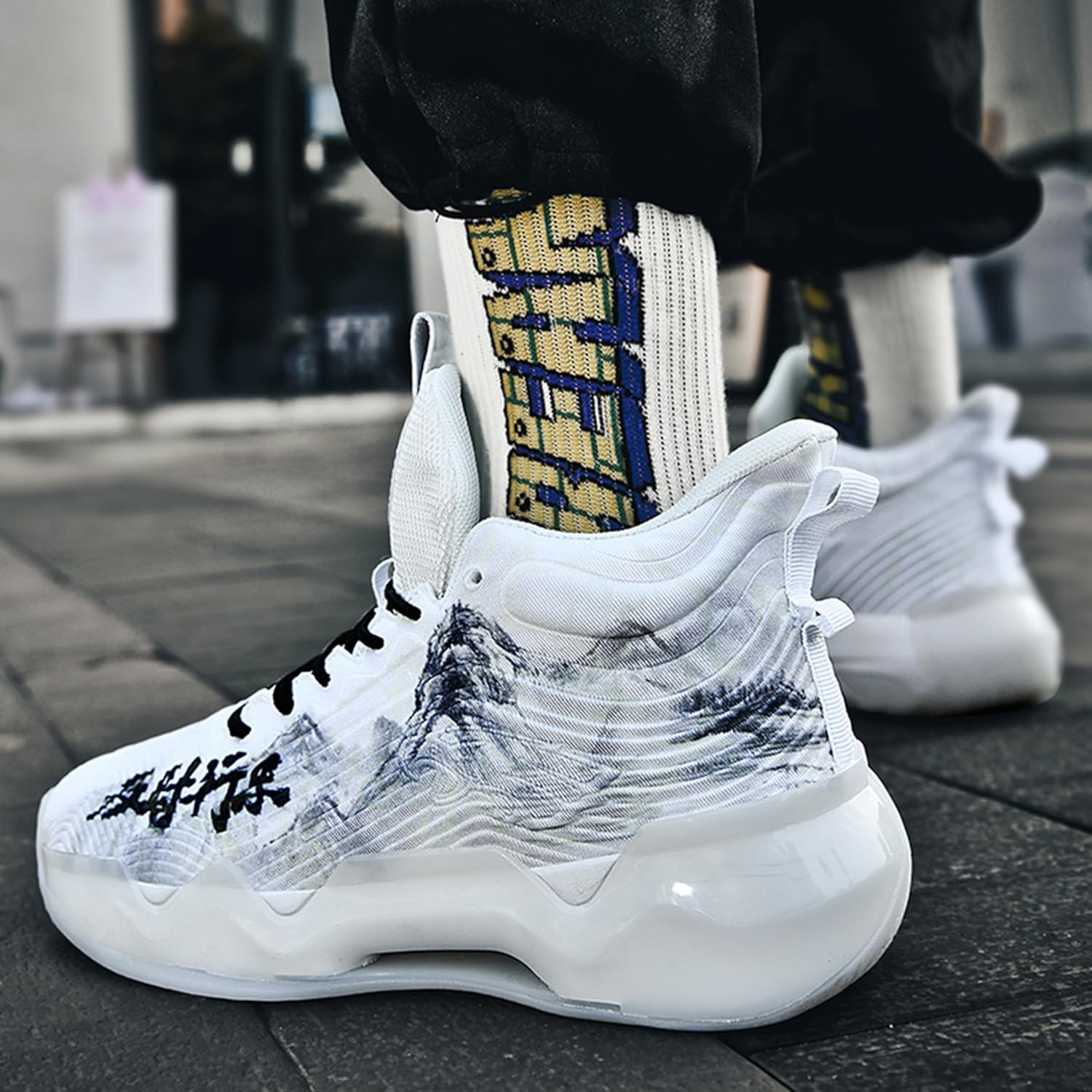 Mens High Top Basketball Shoes Womens Breathable Outdoor Lightweight Unisex-Adult Laceup Non Slip Running Shoes - Image 3