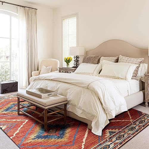 Miniatura 6 de BESTSWEETIE Tapete de área de 5 x 7, lavable, antideslizante, tapete de pelo bajo, tapete marroquí vintage de lana sintética ultra suave, para sala