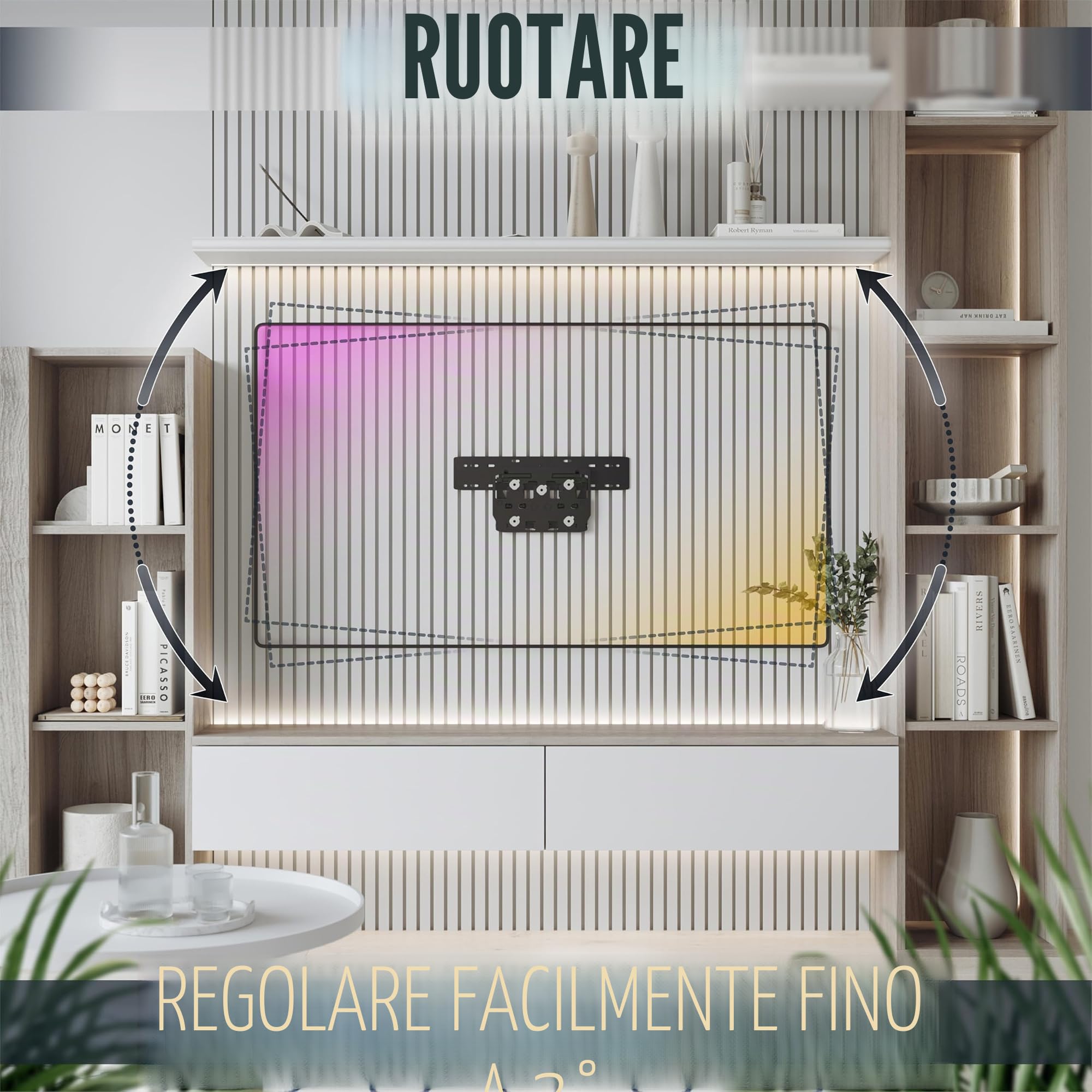 RICOO Supporto SQ75 TV parete Staffa muro No-Gap Fisso Inclinabile Adatto televisore Samsung Q7 Q8 Q9 QLED Televisione 75" pollici (190/191 cm)