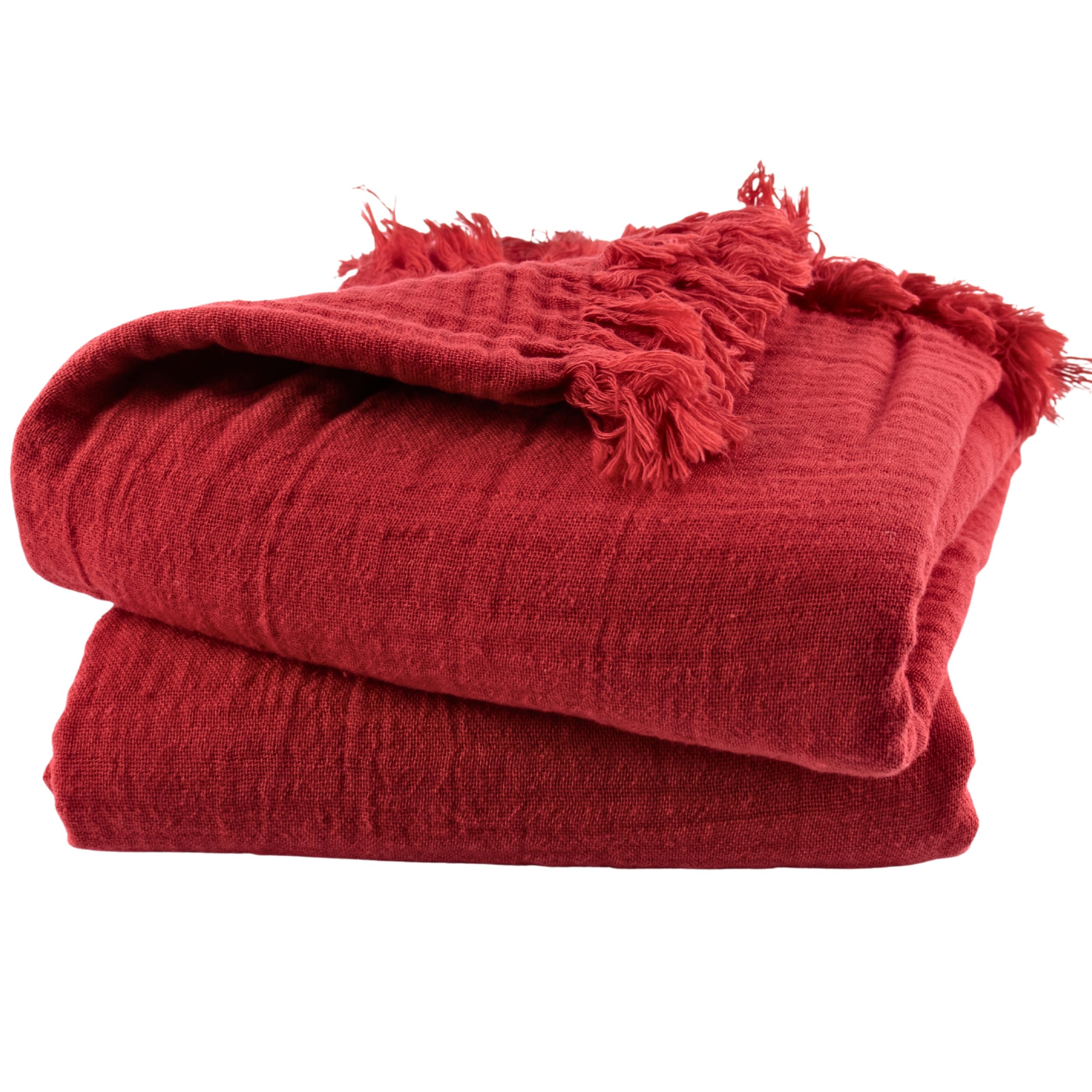PÜSKÜL - 2 Pieces Muslin Bath Towels for Adults Oversized Ultra Soft Thin Lightweight (Red)