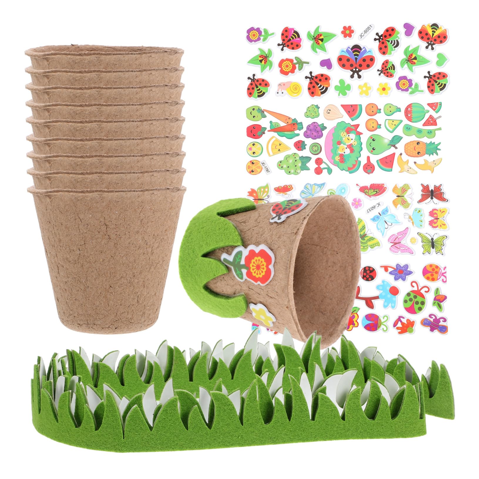 Abaodam 5sätze Diy Pulp Nursery Cups Mit Aufklebern Kreatives Bastelset Für Gartenpflanzen Papier-pflanzbecher Für Erwachsene Blumenübertöpfe Für Pflanzenanzucht