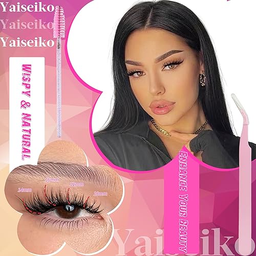 Miniatura 5 de Kit de extensiones de pestañas con 320 racimos de pestañas 30D+40D, aplicador de pestañas para unir y sellar y quitar pestañas, rizo D, 0.354-0.630