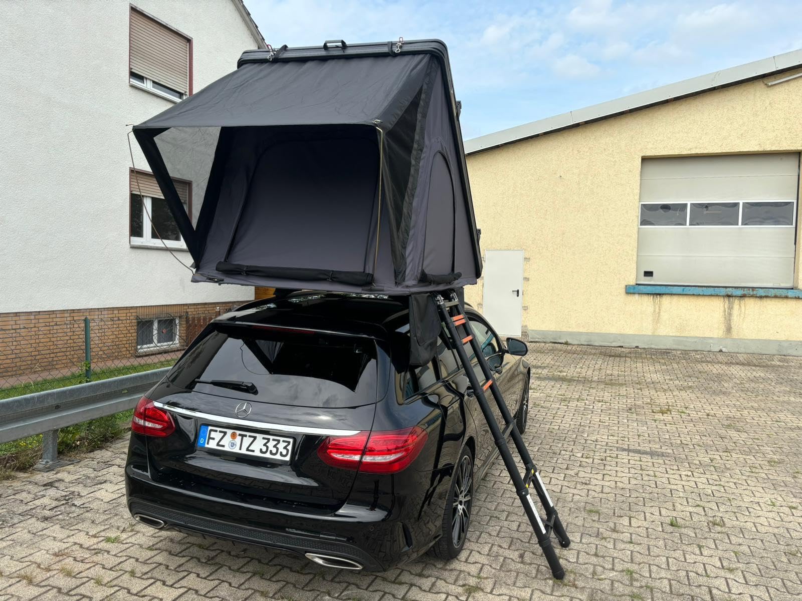 Tente de toit de voiture en aluminium rigide noir/gris LED, isolation, support avec voile d'ombrage en option