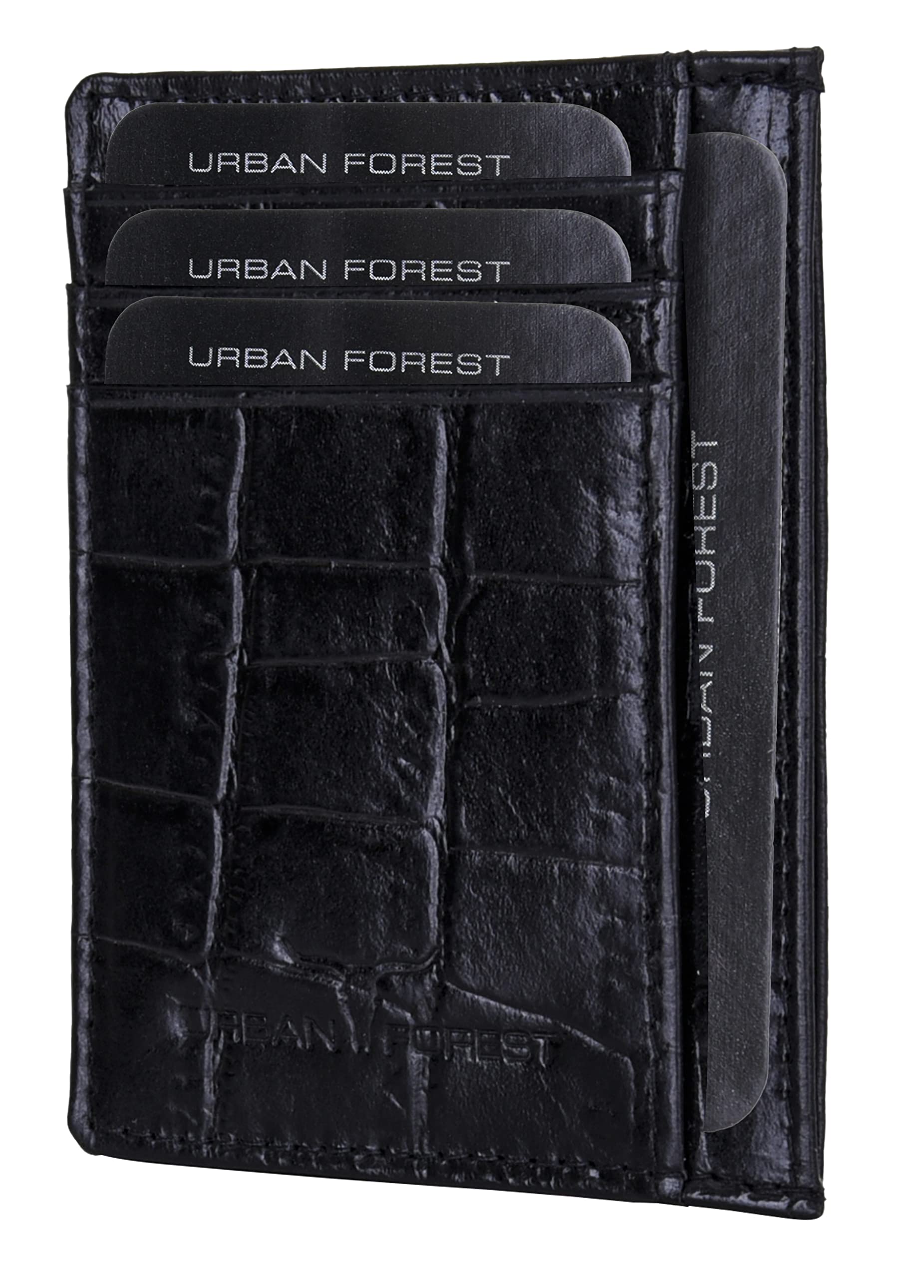 URBAN FOREST Printed Black Chris Leather Card Holder Wallet for Men
