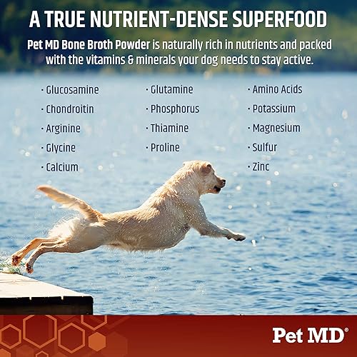 Miniatura 4 de Pet MD Caldo de huesos para perros, alimentos para perros con vitaminas, aminoácidos, apoyo natural para las articulaciones y la digestión, hecho de