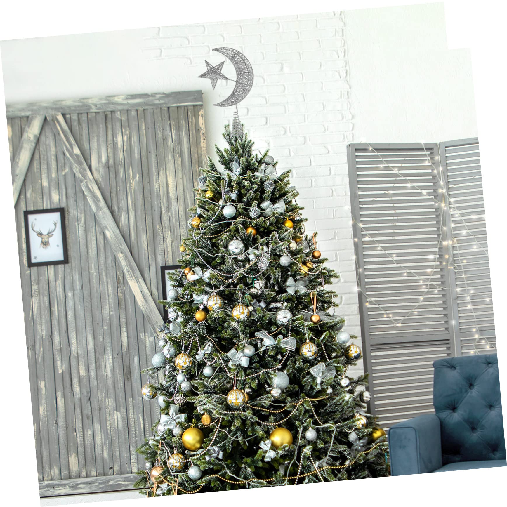 OUNONA 2stücke Weihnachtliche Baumspitze Aus Stern Und Mond Design Dekorative Christbaumspitze Für Festliche Innendekoration Für Weihnachten Und Winterfeiern