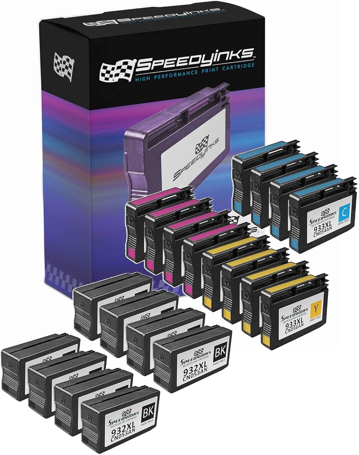 SPEEDYINKS Remanufactured Ink Cartridge Compatible with HP 932XL 932 XL 932-XL & HP 933XL (Black, Cyan, Magenta, Yellow, 20-Pack) for use in OfficeJet 6100 e-Printer, 6600 e-All-in-One