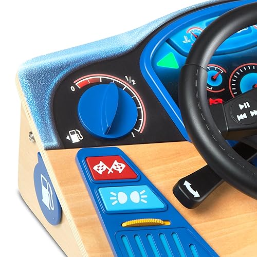 Miniatura 9 de Melissa & Doug Vroom & Zoom, tablero interactivo de madera, volante de coche de carreras, luces y sonidos, juguetes de aprendizaje preescolar para