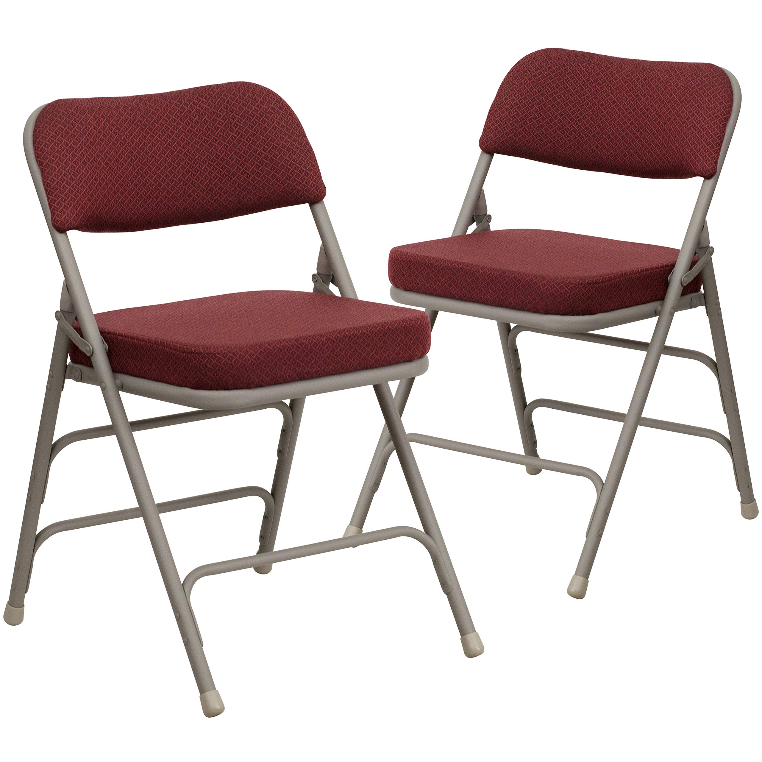 Flash Furniture Burgundy Fabric/Gray Frame / Set of 2 / Classic Folding Chairs
