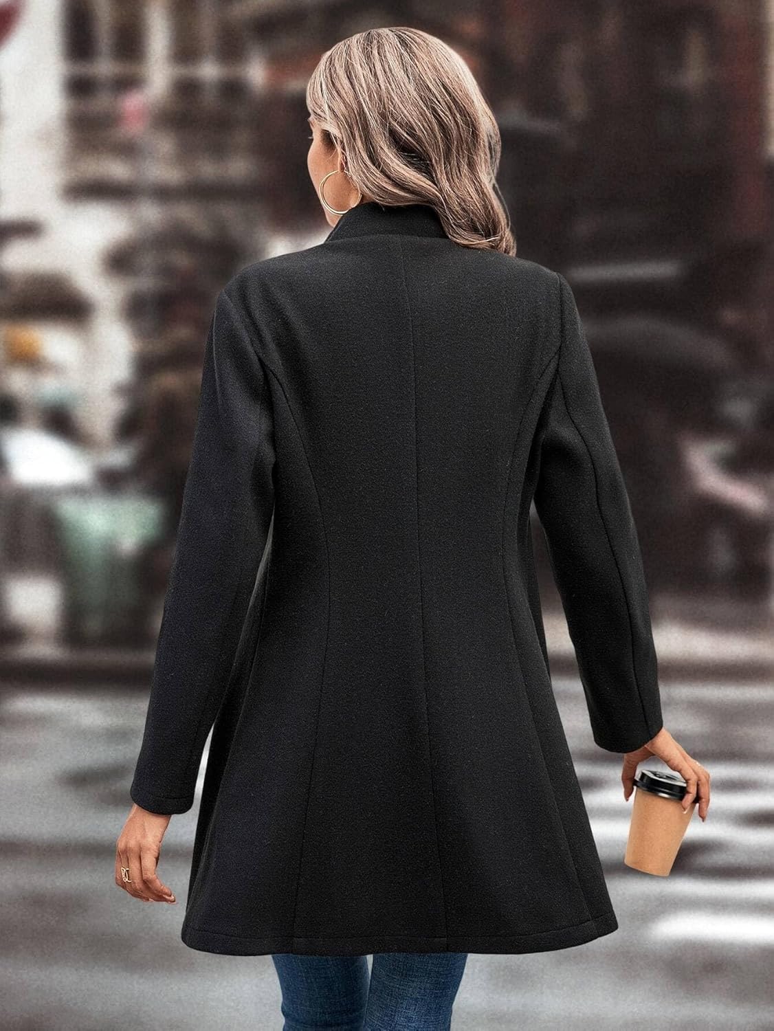 Women's Trench Coat Elegant Button Front Lapel Neck Single Breasted OverCoat Long Sleeve Classic Overcoat