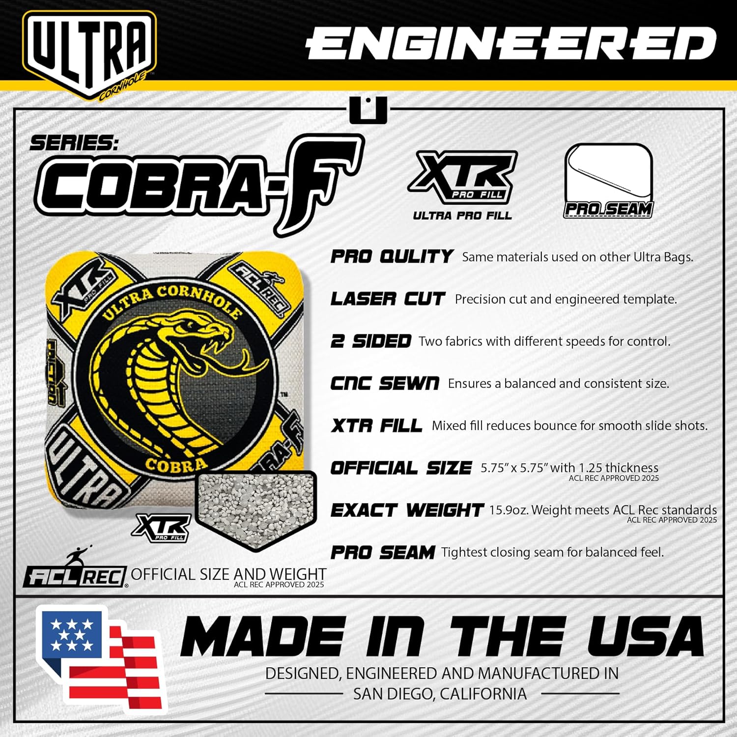 Bags Cobra-F Cornhole Bag Set - ACL Approved