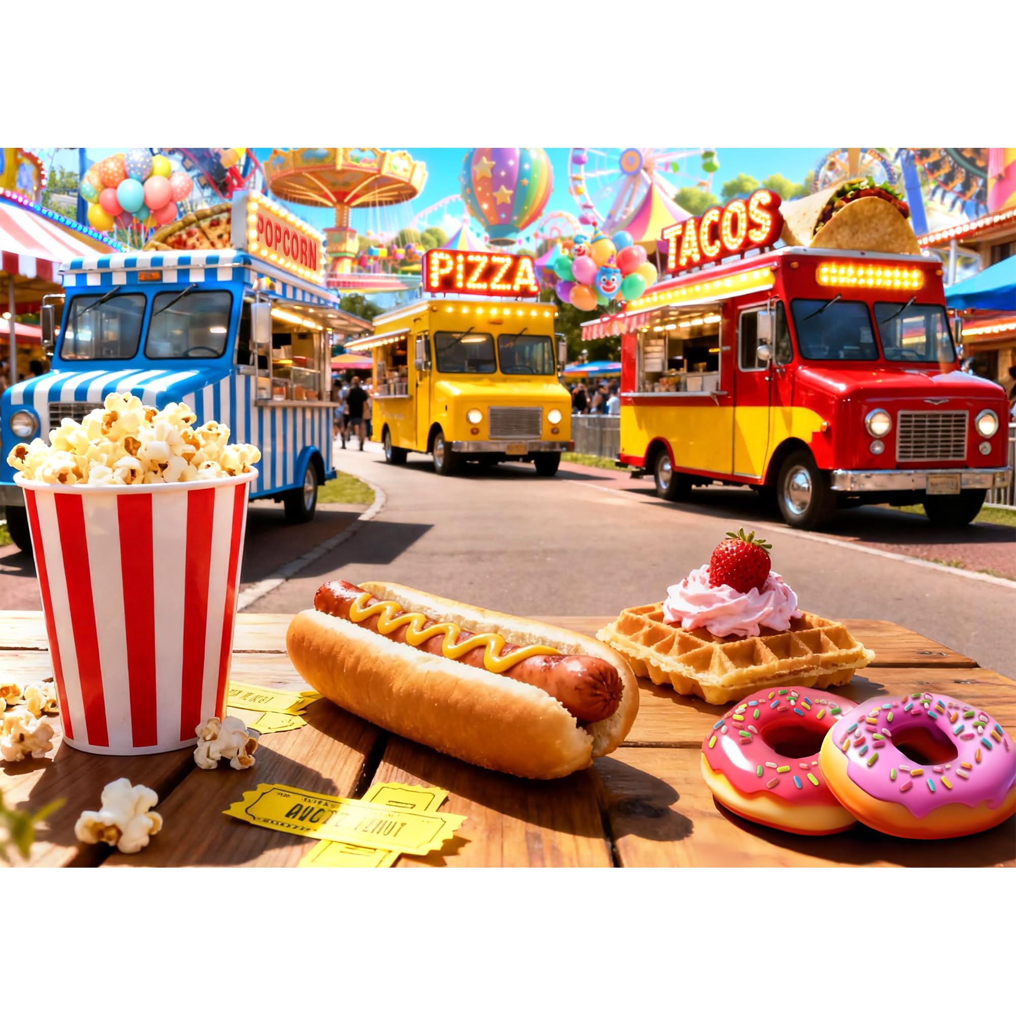 CREAFOMIFE 1000 Piece Jigsaw Puzzle for Adults, Hard Difficult Challenging Large Puzzle, Gift for Adult Puzzle Lovers Amusement Parks and Fast Food Bus (70 x 50 cm) — image 1