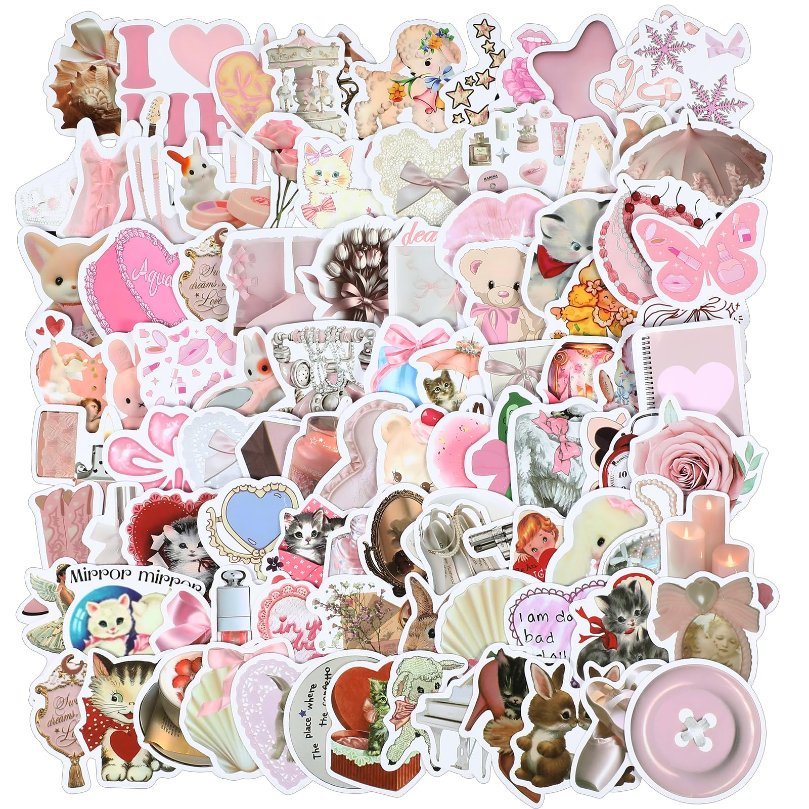 120 Pcs Coquette Stickers Cartoon Graffiti Sticker Pink Coquette Aesthetic Stickers Decal Waterproof Vinyl Laptop Computer Phone Water Bottle Stickers Cute Kawaii Stickers Coquette Room Accessories