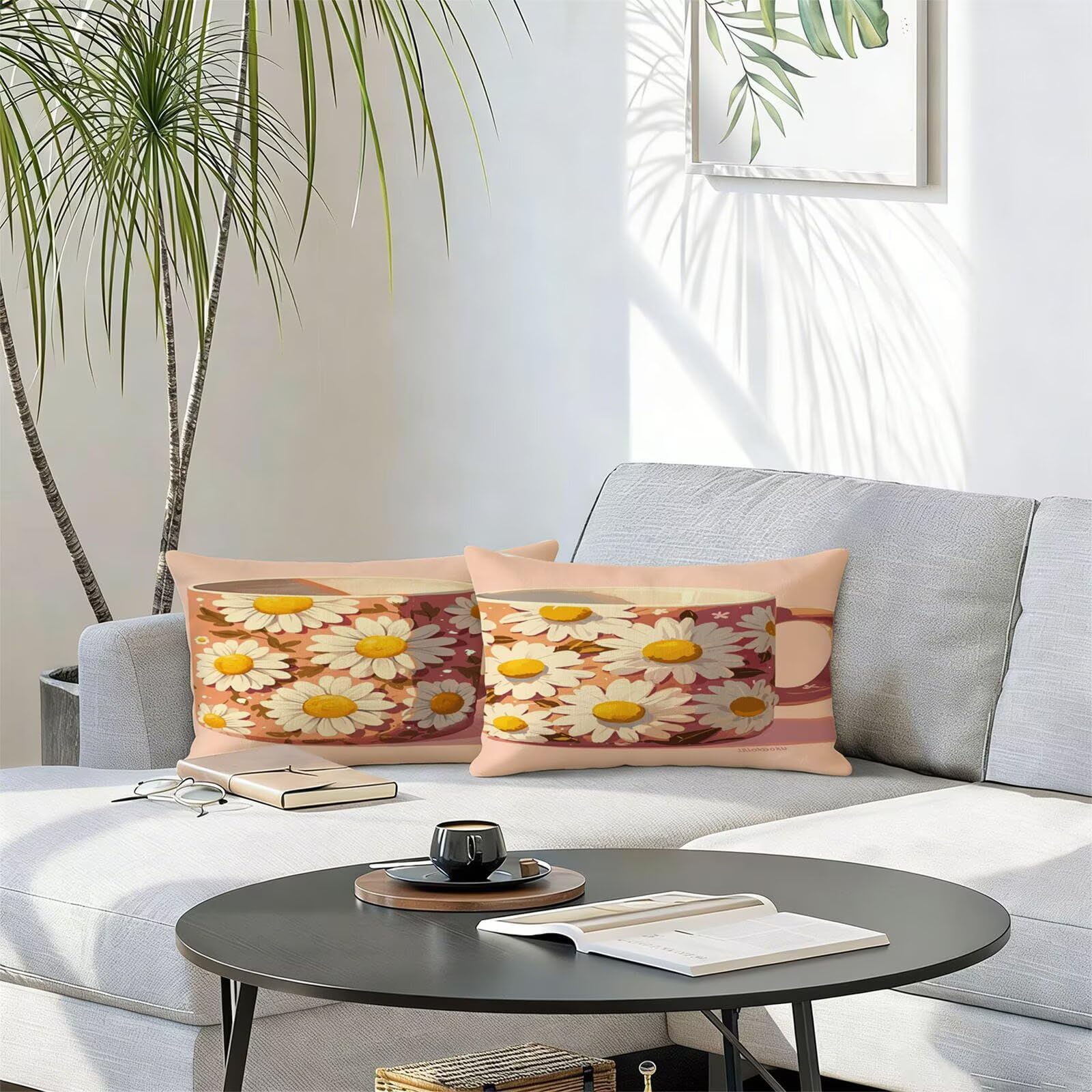 Générique Housse Coussin Exterieur Impermeable 30x50cm Flower Décoratif Taie d'oreiller Decoration Tasse Housse de Coussin Exterieur Impermeable pour Salon de Jardin Lot 2. T-3707